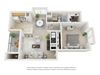 1 bed 1 bath floor plan.